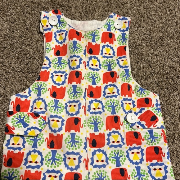 Vtg 60s Goodlord Tailored short overalls Elephant Red white blue 12M - Picture 2 of 7